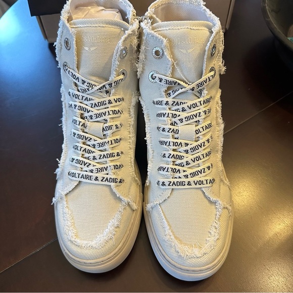 NIB Zadig & Voltaire High Flash Canvas High Tops Size 40 US 9 Flash Cream - Picture 5 of 13